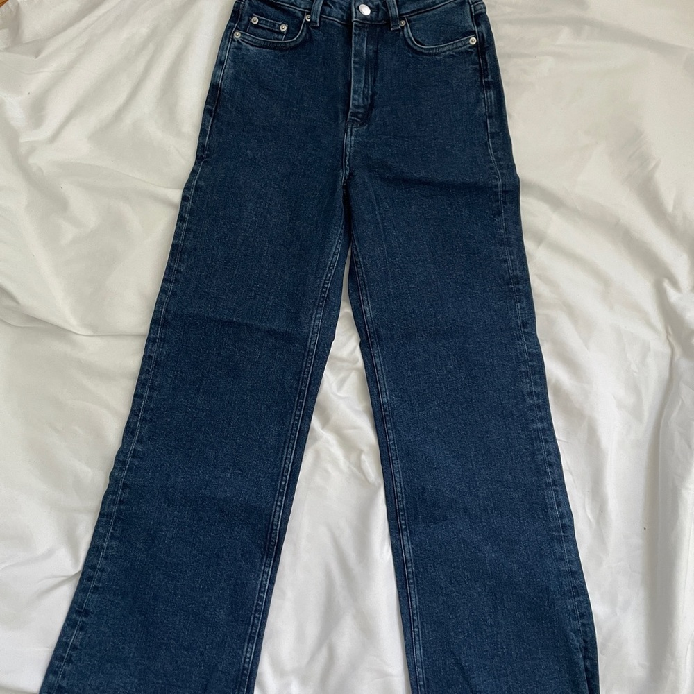&Other Stories High Waist Dark Blue Flare Jeans Size 25